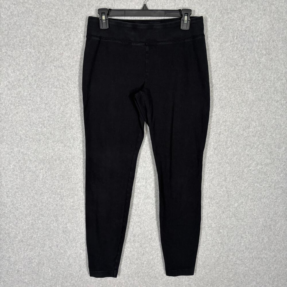 Eddie Bauer Leggings‎ Womens Medium Black Elastic Waist Jersey Base Layer Cotton